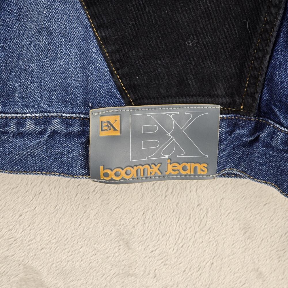 VTG Boom X Jean Jacket Mens XL Blue Denim Corduroy Patchwork Trucker Y2K FLAWS - Picture 13 of 15